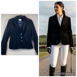 Loft schoolboy blazer black velvet size 2 notch lapel 3 button closure academia